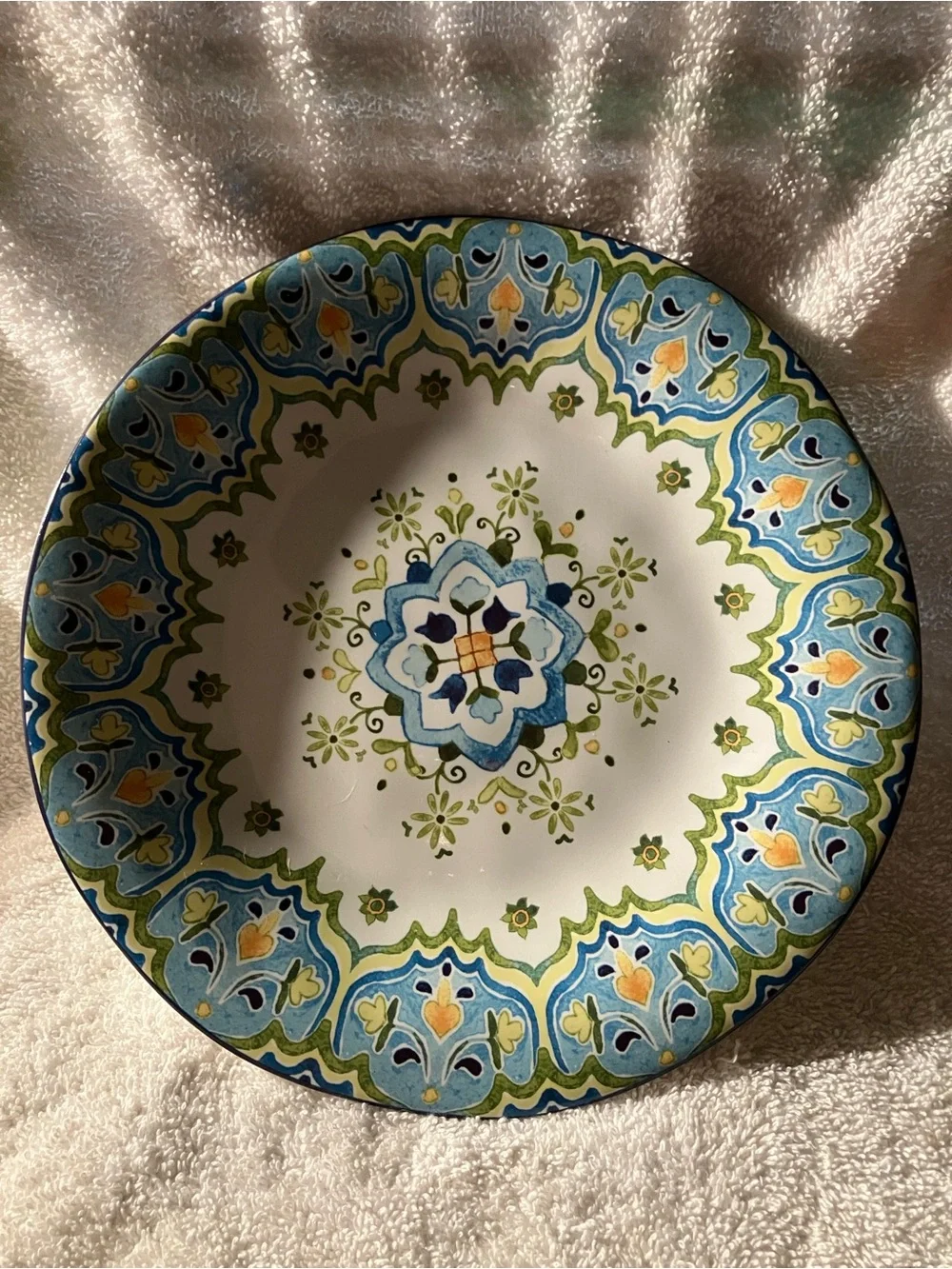 Pier 1 “Celeste” Replacement Ceramic Plate - Blue & Green Floral Motif
